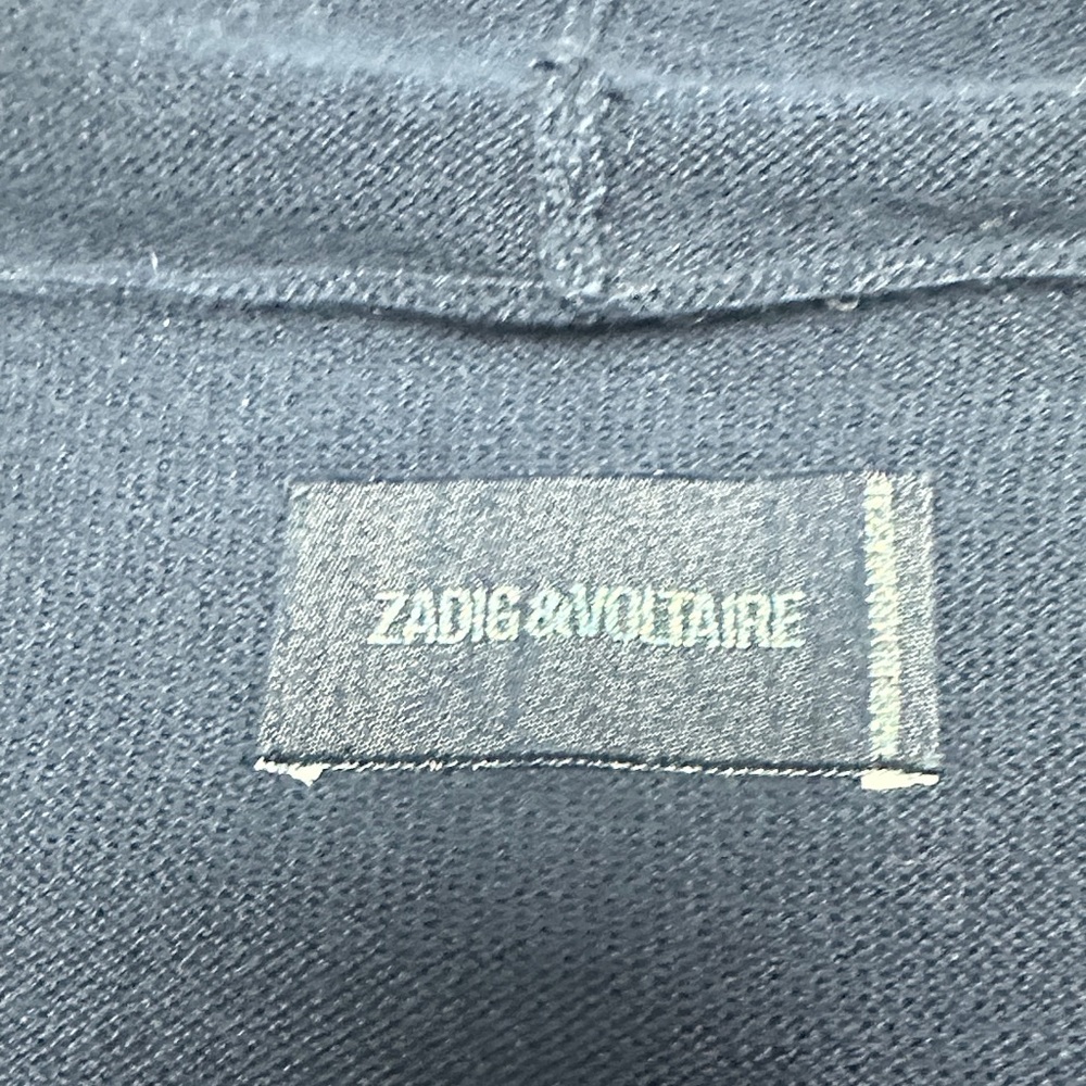 Zadig & Voltaire Navy Zip Hoodie Cardigan Crystal Skull Navy Blue, oversized XS - Picture 4 of 13